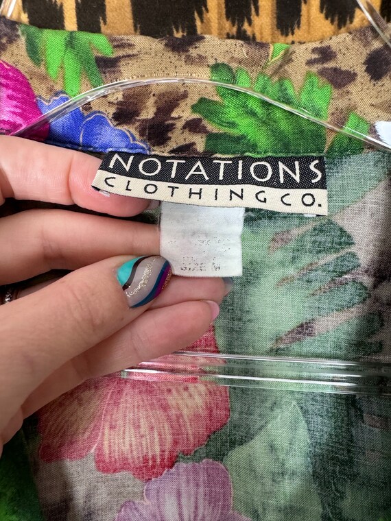 Vintage 90s Notations Leopard and Floral Tropical… - image 3