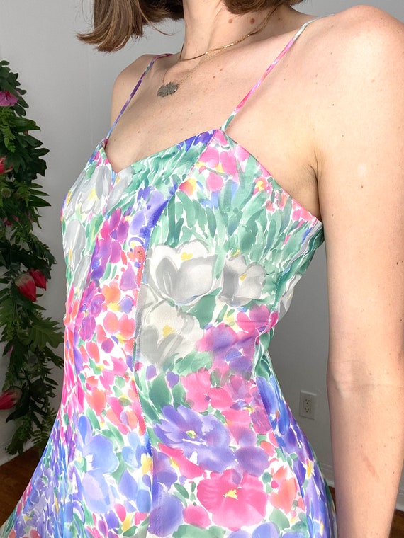 Vintage 90s Beautiful Floral Monet-Inspired Spagh… - image 4