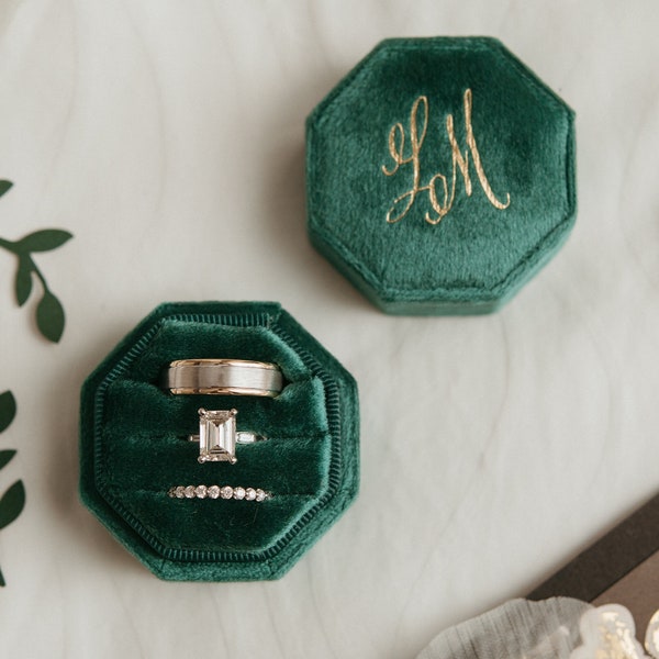 Personalized Octagon Velvet Ring Box