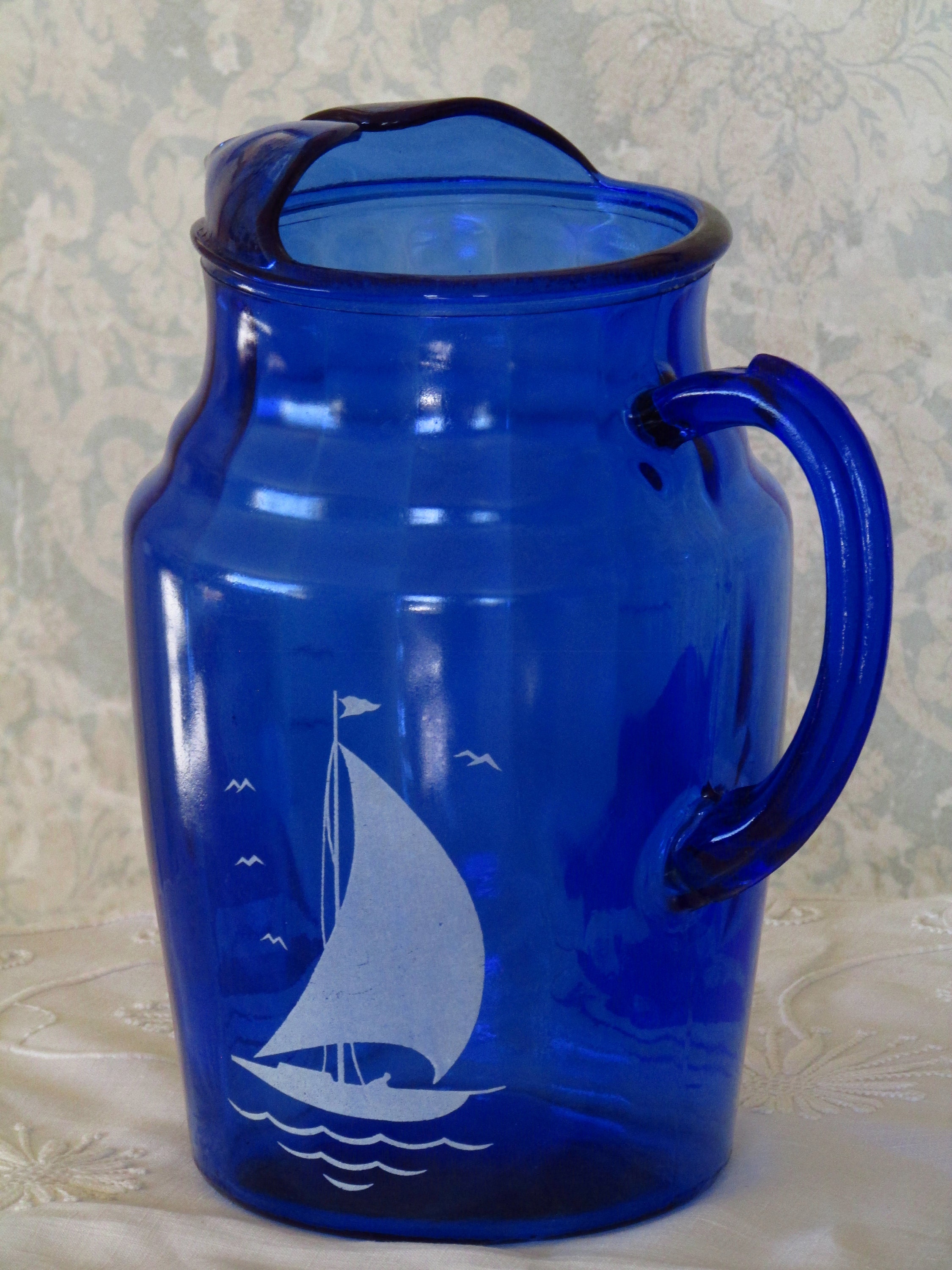 blue sailboat depression glass