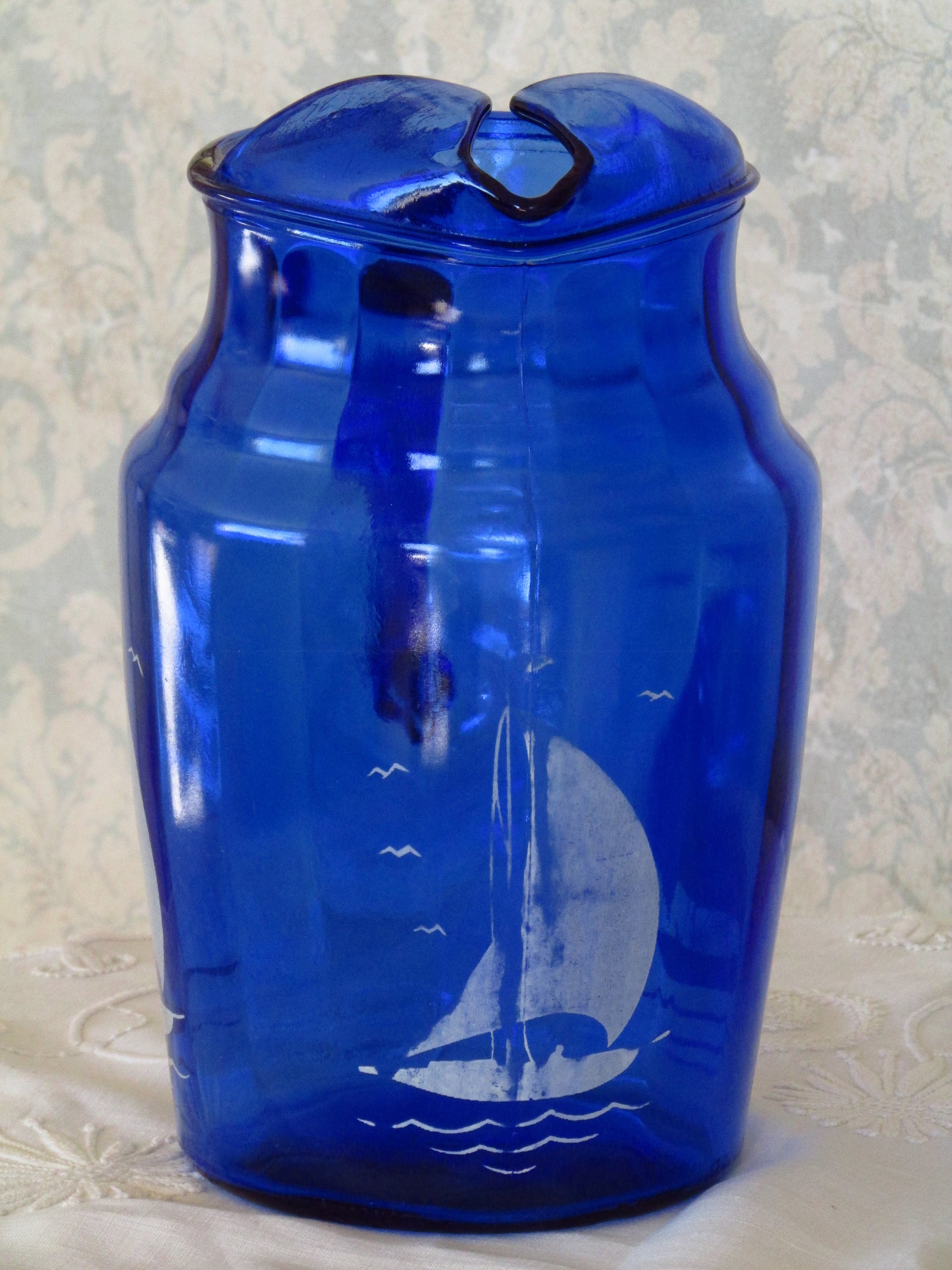 blue sailboat depression glass