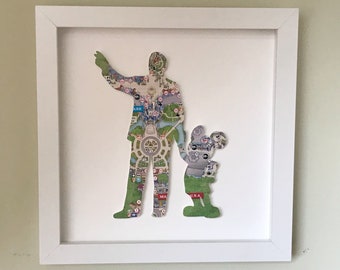 Walt and Mickey, Partners statue, Walt Disney, Disneyworld map, Magic Kingdom, Disney map wall art, 3D wall art