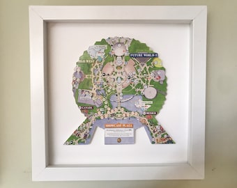 EPCOT ball, EPCOT map, Spaceship Earth, Disney map wall art, Disney sign