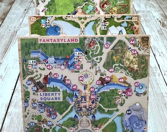 Disney Map wood sign Magic Kingdom Animal Kingdom Universal Studios Typhoon Lagoon EPCOT Hollywood Studios Islands Adventure Blizzard Beach