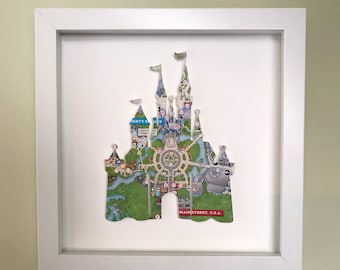 Cinderellas Castle, Magic Kingdom, Disney map wall art, Disney Sign