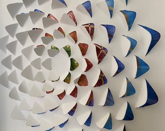 3D Flower wall art, flower shadowbox, mandala, colorful, sacred geometry, origami wall art, rainbow wall art