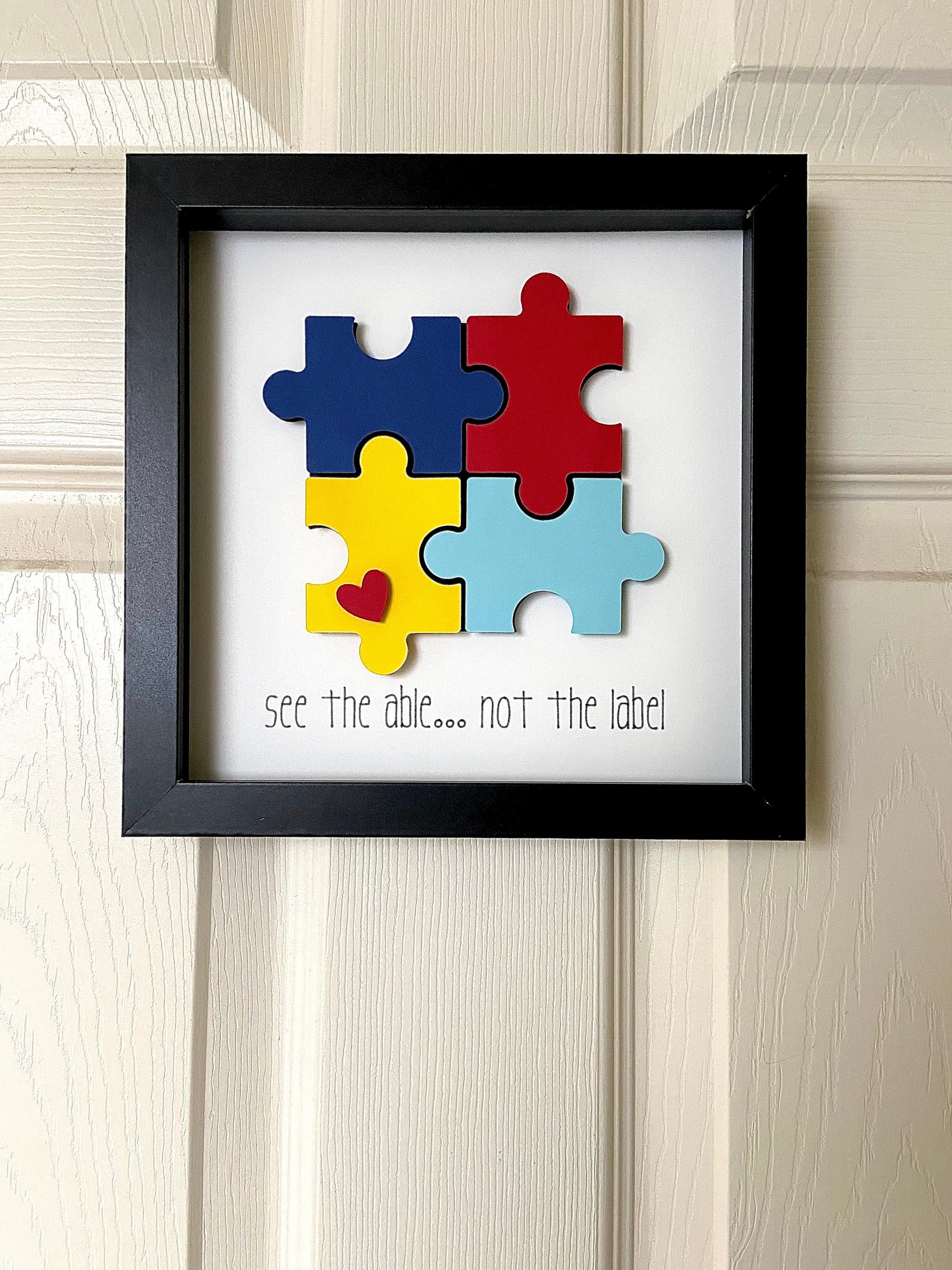 Autism Awareness Wall Art, Autism Puzzle, Teacher Gift, Autism