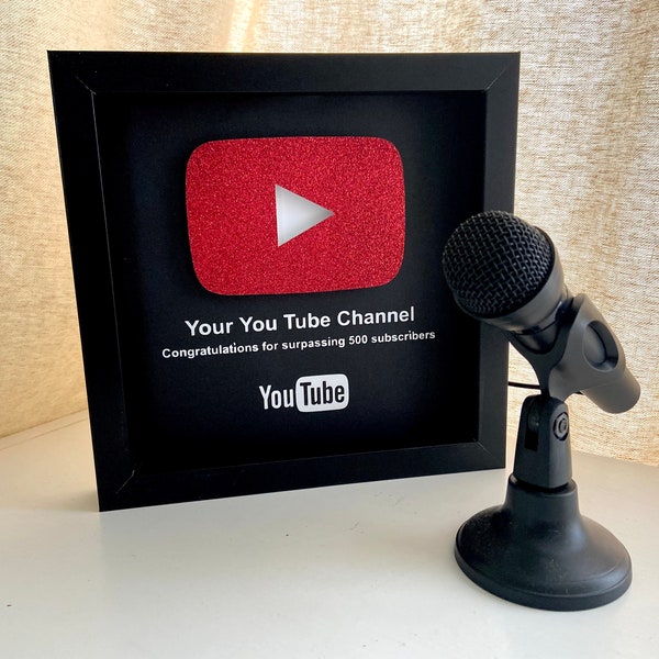 Tu premio Tube Play Button, canal de you tube personalizado, suscríbete