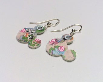 Disney park map earrings, Paper earrings, Disney wedding, upcycled jewelry, recycled, bridesmaid gift, Disney jewelry, fish extender gift