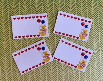 Vintage Teddy Bear Calling Cards: Gift Enclosure Cards, Set of 4
