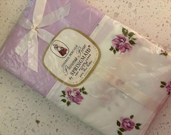 Vintage, New in Package, Princess Rose, by Springmaid Set of 2 Pillowcases, Lavender, NOS