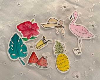 Tropical Treasures, Handmade Watercolor Cut Outs, Embellishments, Junk Journal Fussy Cuts