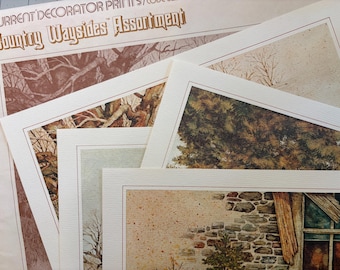 Set of 4 Current Decorator Prints - Country Waysides Assortment - 12"x10" - Artist Dick Dahlquist