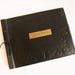 Vintage BLANK SCRAP BOOK Unused Faux Leather Black Cover Photo Paper Pages Embossed Gold Printing on Front