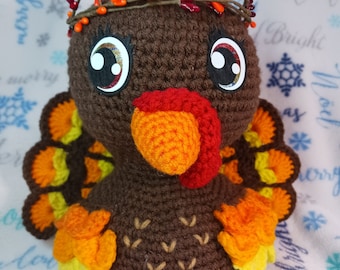Crocheted Turkey Plushy, turkey, thanksgiving, crochet, yarn art, amigurumi