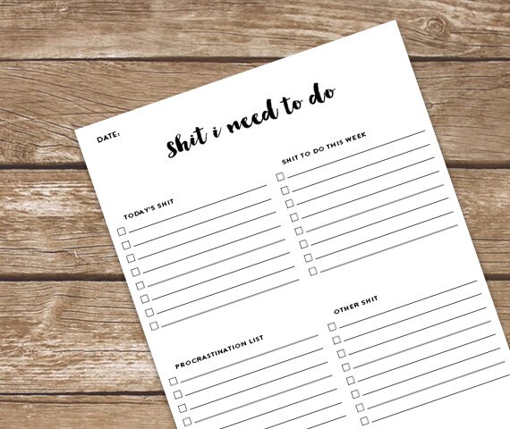 To Do List Shit List Notepad Custom Pad List Funny | Etsy