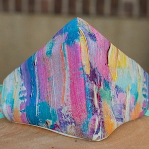 Artistic Stroke Rainbow Face Mask - Mermaid Mask - Linen Face Mask - Designer Face Mask - Aesthetic Face Mask - Tie Dye Mask - LGBT
