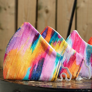 Brush Stroke Rainbow Face Mask - Tie Dye Mask - Spring Mask - Tye Dye Mask - Trendy Face Mask - Aesthetic Face Mask - Linen Face Mask