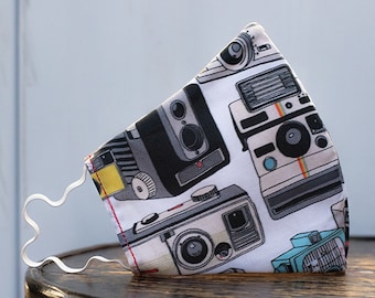 Vintage Camera Face Mask- Photographer Gift- Film Camera Mask- Graduation Gift - Aesthetic Clothing -Aesthetic Face Mask -Designer Face Mask