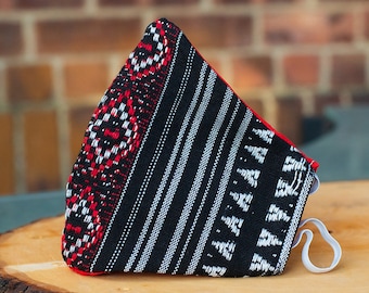 Peruvian Face Mask - Ethnic Mask - Artisanal Mask - Serape Face Mask - Embroidered Mask - Peru Mask - Mexican Mask - Linen Face Mask -