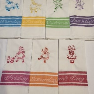 Embroidered Tea Towels Days of the Week image 2