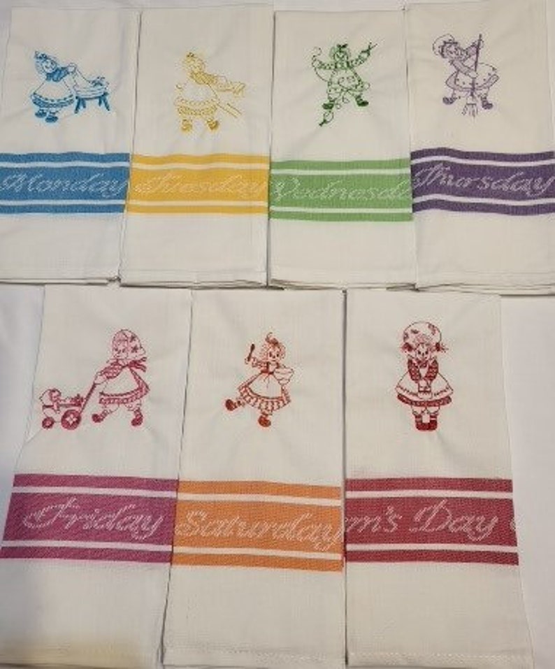 Embroidered Tea Towels Days of the Week image 2