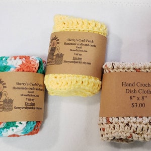 Crocheted Dish cloths set of 3 image 2