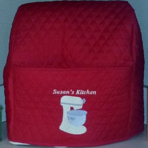 Quilted personalized embroidered Kitchen Stand mixer cover fits 3.5-4.5-5-6-7-8qt