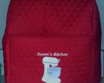 Quilted personalized embroidered Kitchen Stand mixer cover fits 3.5-4.5-5-6-7-8qt