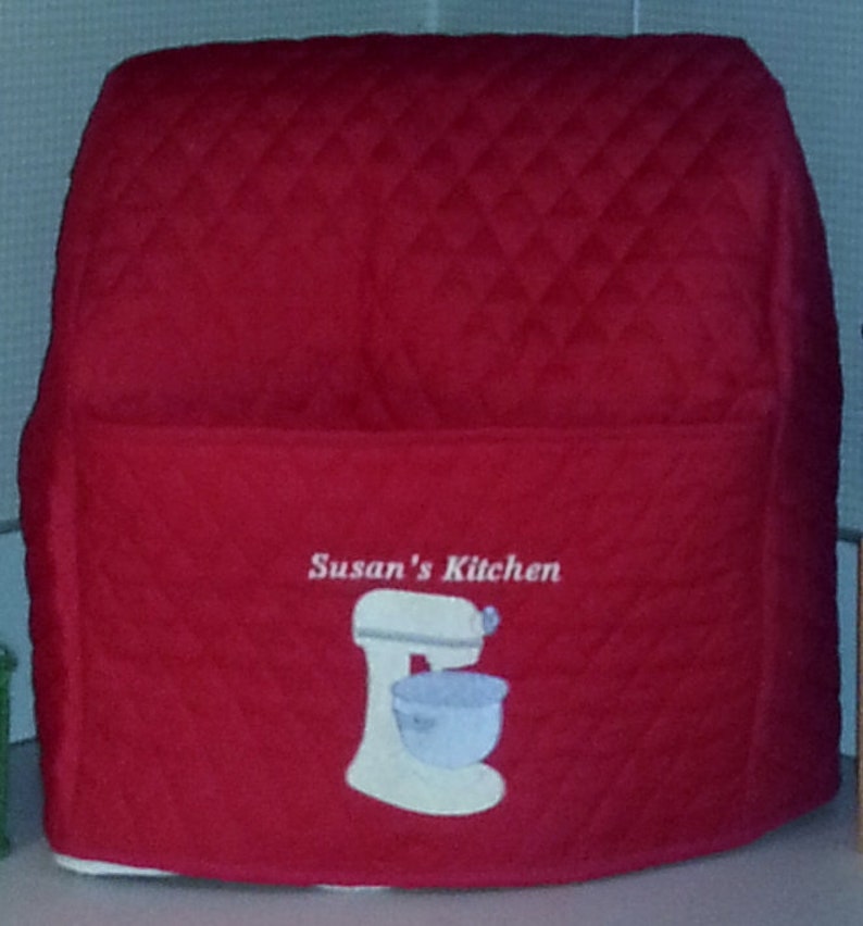 Quilted personalized embroidered Kitchen Stand mixer cover fits 3.5-4.5-5-6-7-8qt image 1