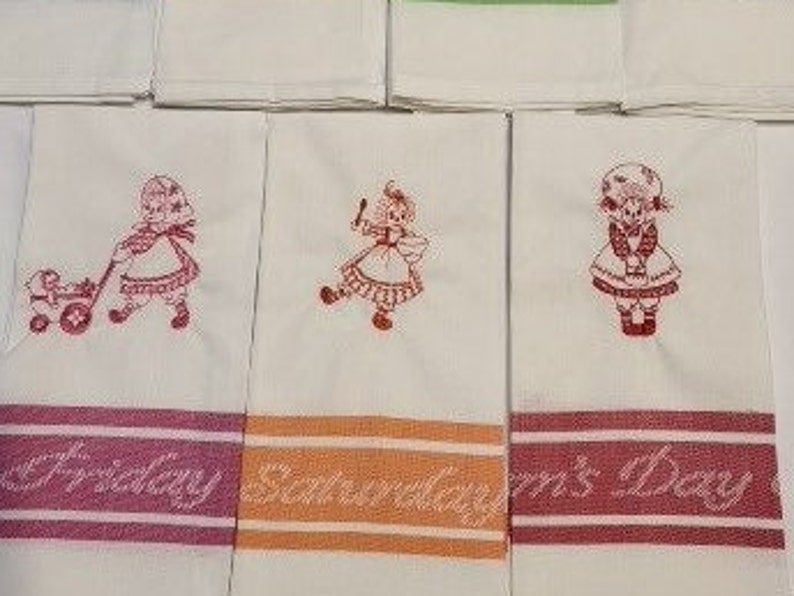 Embroidered Tea Towels Days of the Week image 1