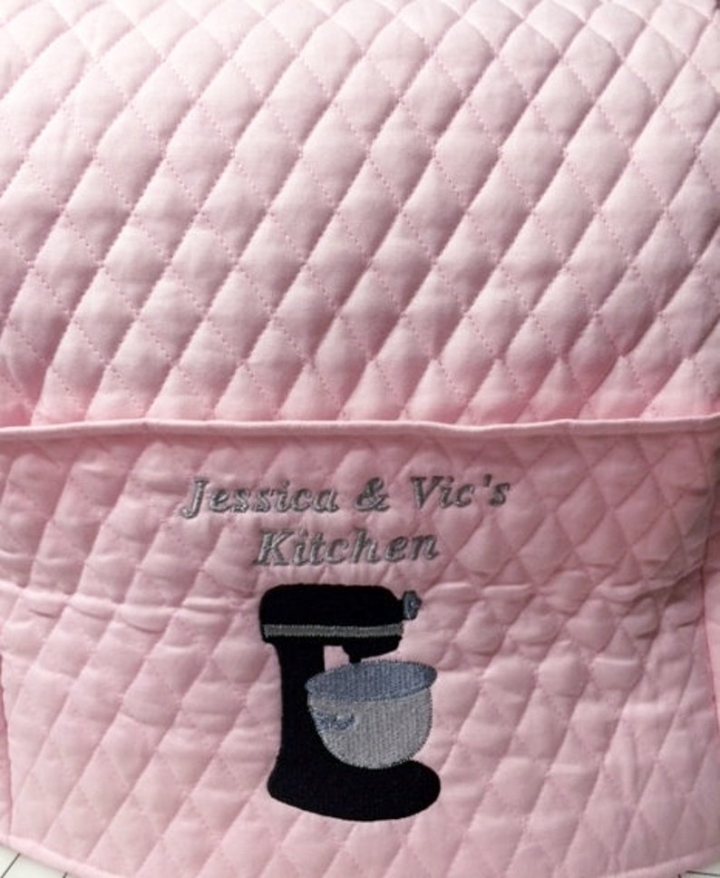 Quilted personalized embroidered Kitchen Stand mixer cover fits 3.5-4.5-5-6-7-8qt image 3