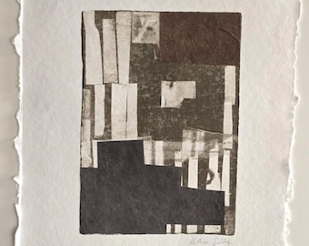 Original Art | Junction | Hand-Printed Monotype with Collage | Wall Art on Paper