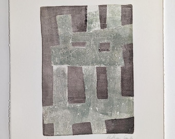 Original Art | Hand-Printed Monotype | Portcullis | Wall Art on Paper