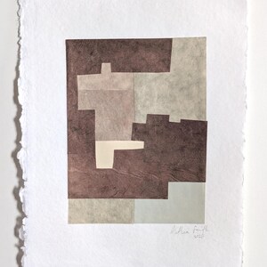 Collage di carta originale / Rivestito / arte astratta minimale su carta fatta a mano