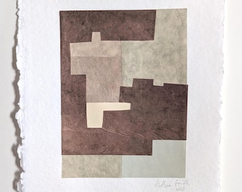 Original paper collage  | Clad | minimal abstract art on handmade paper