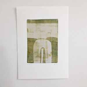 Original Art | Green Arches I | Abstract Monotype OOAK Print