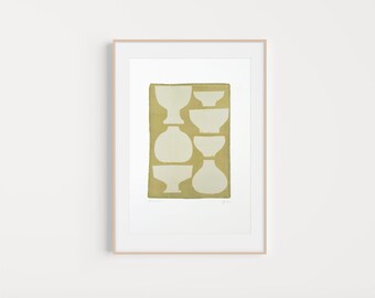 Olive Vessels 1 | Original monotype print on paper | Unframed