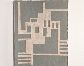 Original paper collage  | Huszár's Block | on handmade cotton paper