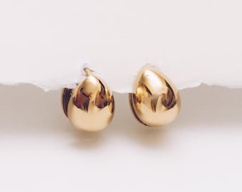 Teardrop Earrings - 15mm Gold Plated Huggies - 316L Stainless Steel
