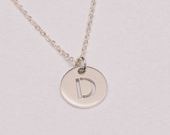 Dainty Personalized Initial Disc Necklace Adjustable 16"- 18" | Sterling Silver - 14K Gold