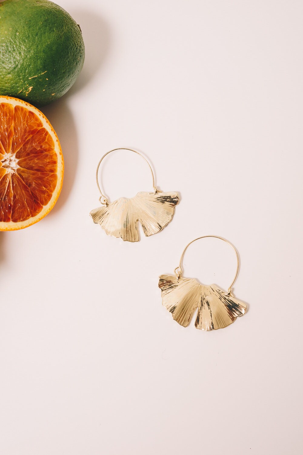 Ginkgo Leaf Earrings Gold Hoop Earrings  Gingko Biloba Earrings Boho …
