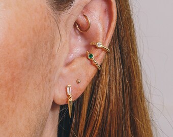 Baguette CZ Spike Stud Earrings | Minimal and modern studs set in 18K Gold Plating over .925 Silver