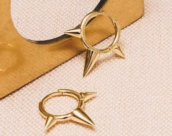 Edgy and Bold Spike Hoops | 18K Gold Plating