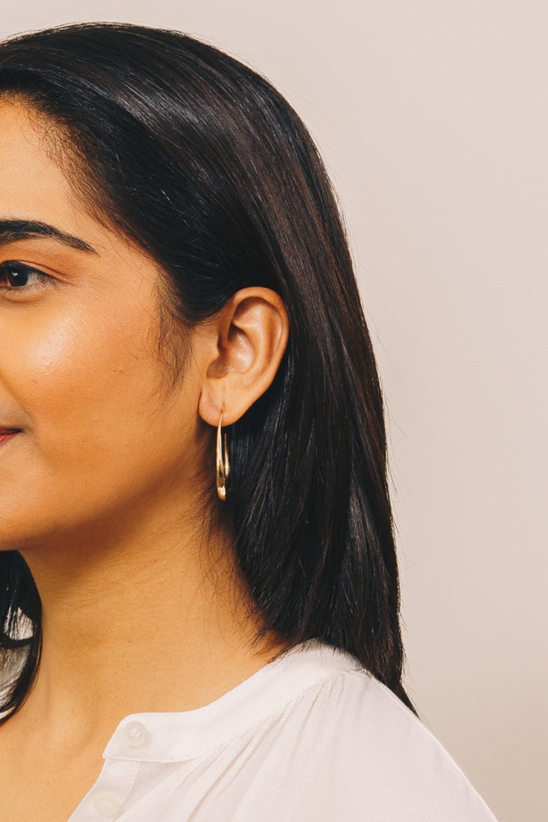 Gold Threader Hoop Earrings Gold Threader Earrings Gold Etsy