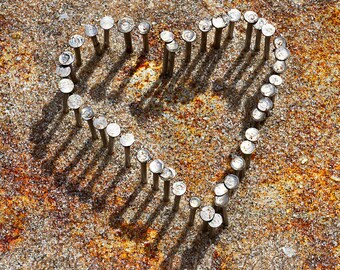 Photo Card, Sand and Nails, Heart of Nails, Steel Nails, Sand, Square, blank inside