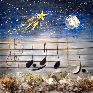 Silent Night, Notes de musique, Noël, Carte avec photo, Carré, intérieur vierge