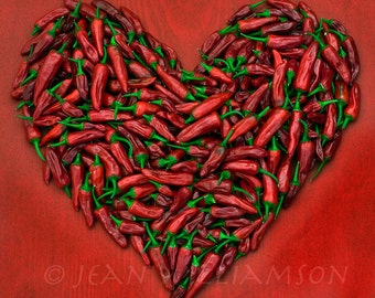 Photo card, Heart of Chillis, Chillies, Chilies, Heart, Square, blank inside