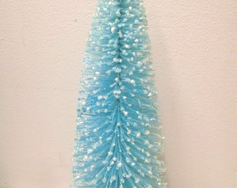 10 tall turquoise bottle brush tree blue crystal glitter flocked christmas tree shabby chic village decor decoration - Blue Christmas Decor 10 tall turquoise bottle brush tree blue crystal glitter flocked christmas tree shabby chic village decor decoration - Blue Christmas Decor