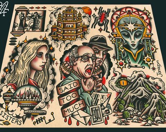 Alien Tattoo Flash Print #5: ufologiekunst (11 x 14)